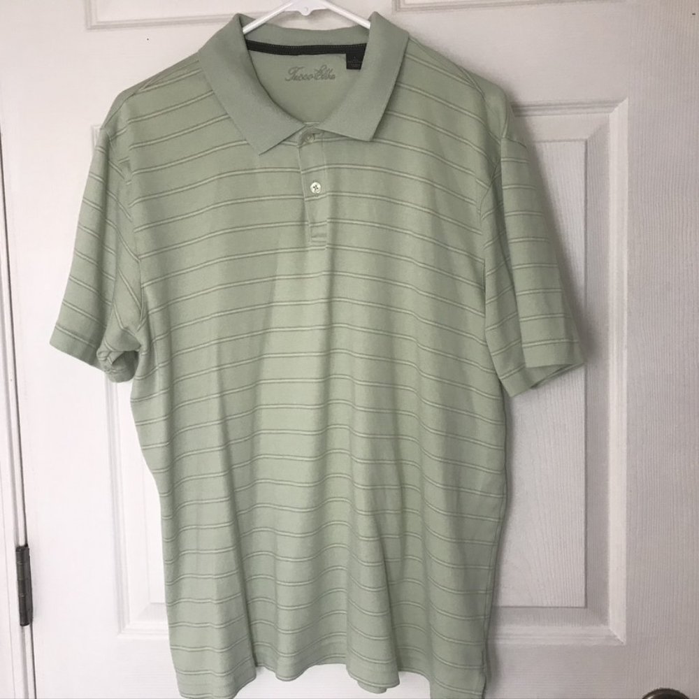 Tasso Elba Mens Casual Shirt Polo Golf Sz L Green